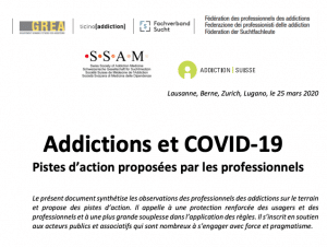 A pamphlet written in French about Addiction and COVID-19