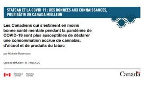 Screen Shot Les Canadiens qui s’estiment en moins bonne santé mentale pendant la pandémie de COVID-19 sont plus susceptibles de déclarer une consommation accrue de cannabis, d’alcool et de produits du tabac