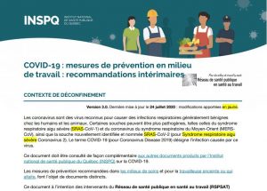 COVID-19 : mesures de prévention en milieu de travail : recommandations intérimaires